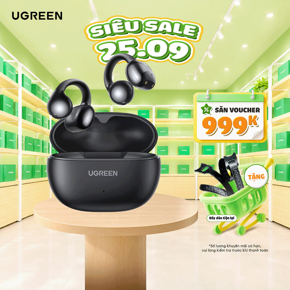 Tai nghe Bluetooth 5.4 Ugreen HiTune S3 WS209 | Kháng nước IPX5 | Thiết kế kẹp vành tai | BH 18 tháng 1 đổi 1 55430
