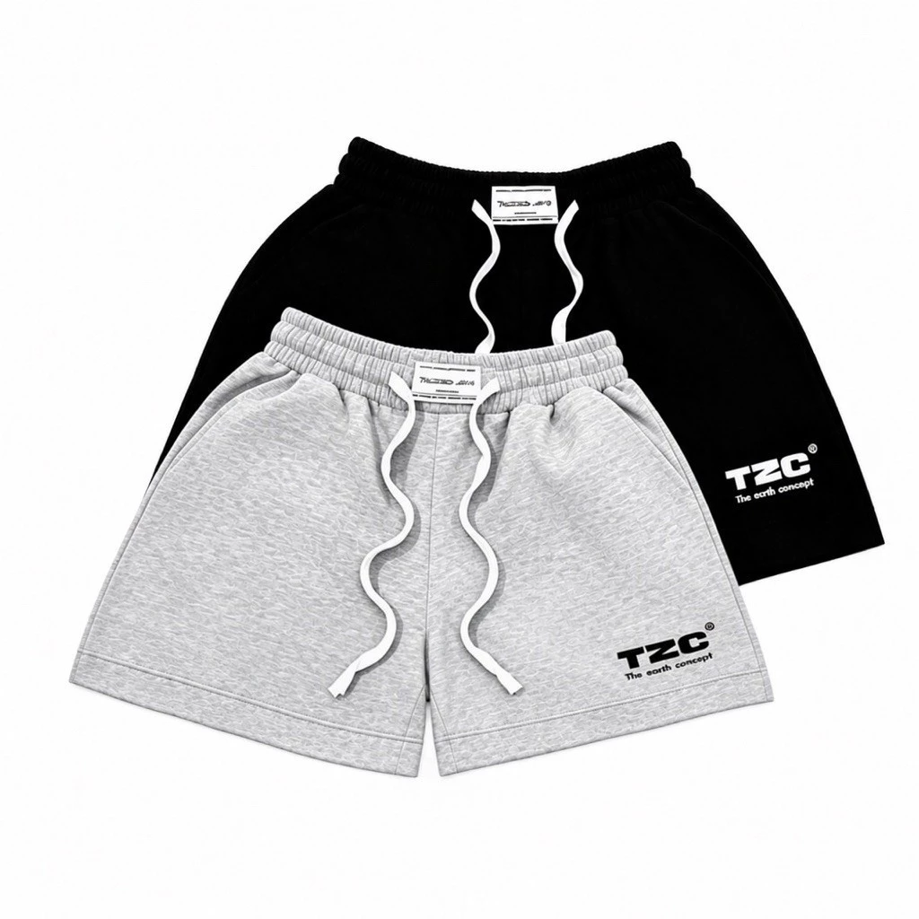 Quần Short Tag Logo Form Unisex/Gray/Black-TZC.STUDIO