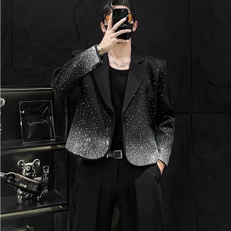 Áo Blazer Đen Đính Đá Lấp Lánh Dáng Đẹp Phong Cách Sang Trọng Đi Tiệc Sự Kiện