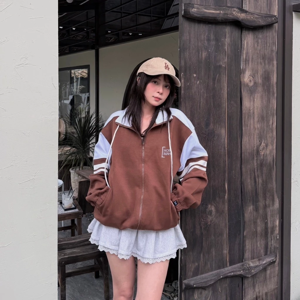 Áo khoác zip WORRY PHỐI TAY sọc trắng vải pici mát 🖤 Nam Nữ Unisex 🖤 Áo khoác dây kéo form rộng Jaystoree 🖤