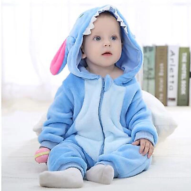 Bộ đồ ngủ có mũ trùm đầu hình Stitch dễ thương cho bé