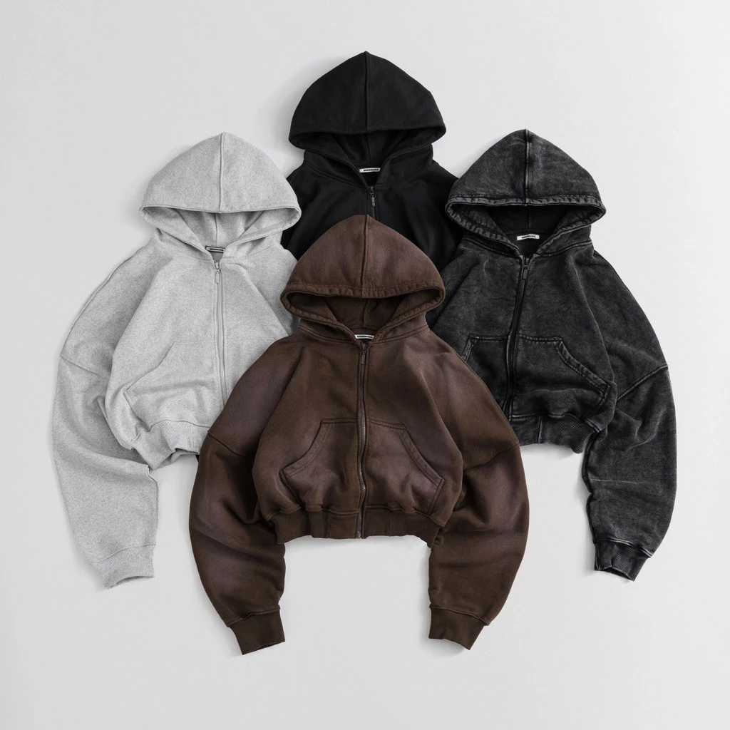 Áo khoác nỉ dây kéo form crop dày dặn ZIP HOODIE - REDDYCHIC