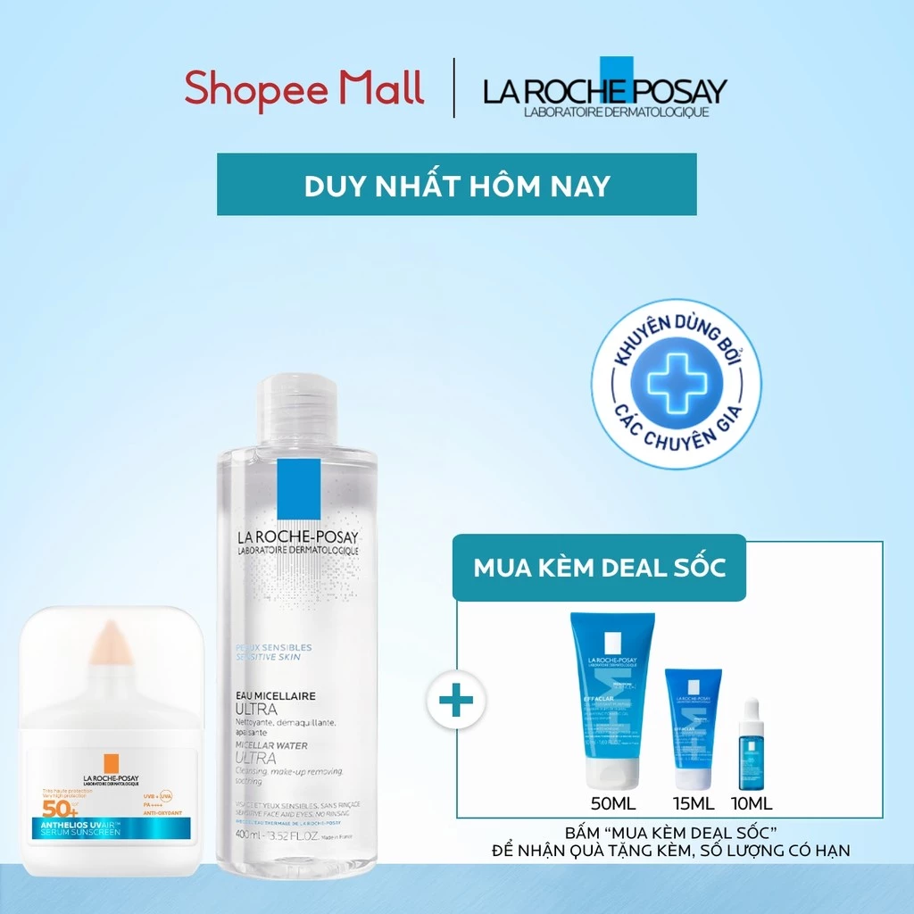 [VB] Bộ sản phẩm tẩy trang và chống nắng mỏng nhẹ cho da nhạy cảm La Roche-Posay