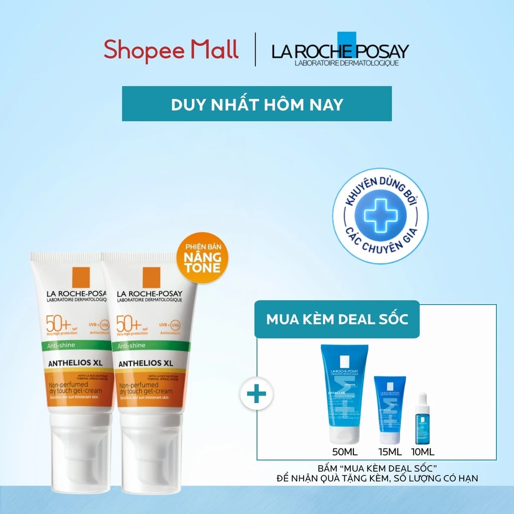 [VB] Bộ đôi kem chống nắng nâng tone cho da dầu La Roche-Posay Anthelios XL SPF50+ 50ml