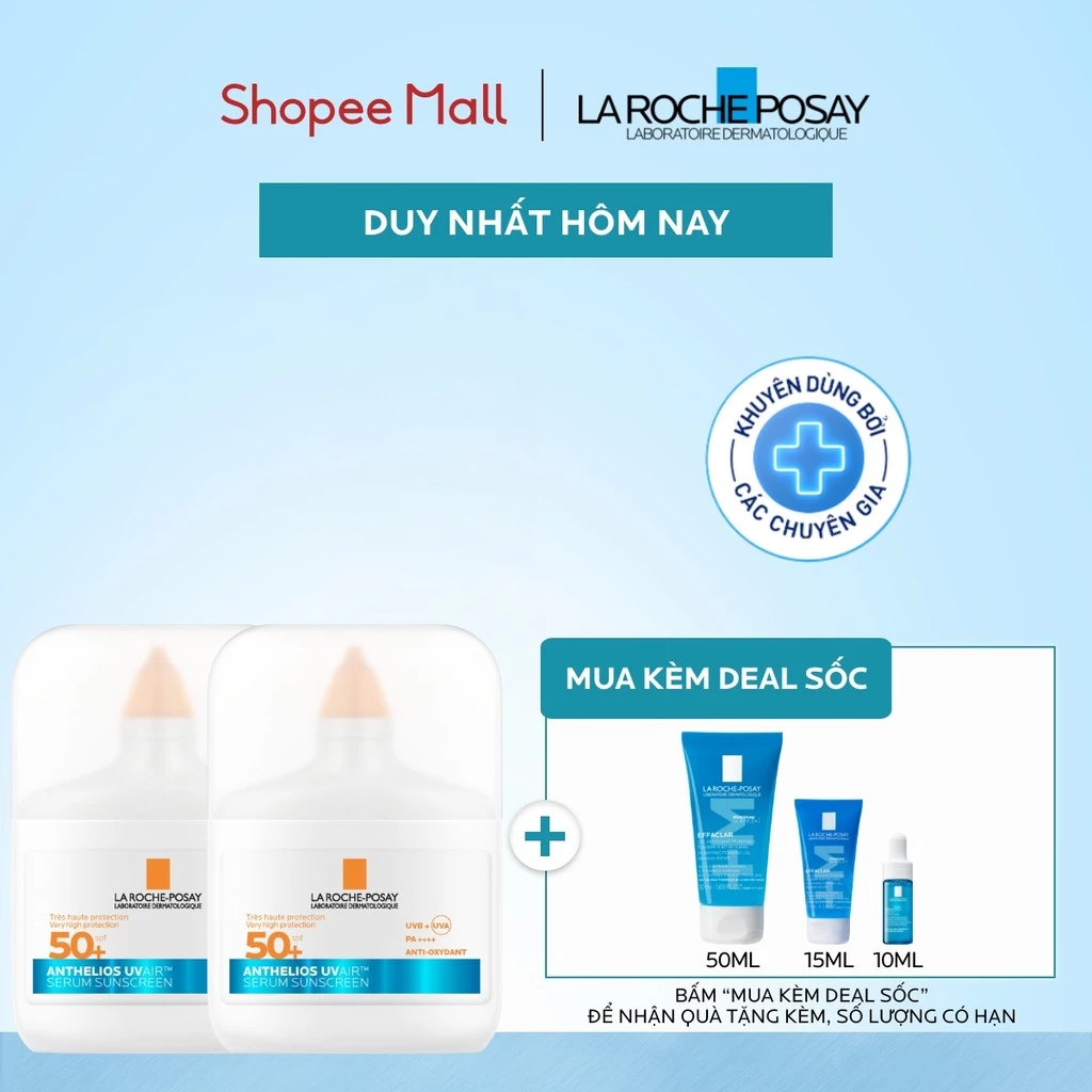 [VB] Bộ đôi chống nắng dạng serum siêu mỏng nhẹ La Roche-Posay ANTHELIOS UVAIR SPF50+ 50ml