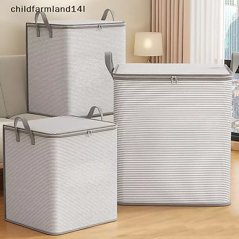 Túi lưu trữ sọc màu xám có khóa kéo lớn chống bụi chống nước cho chăn bông gia đình Bộ đồ giường được phân loại Lưu trữ
