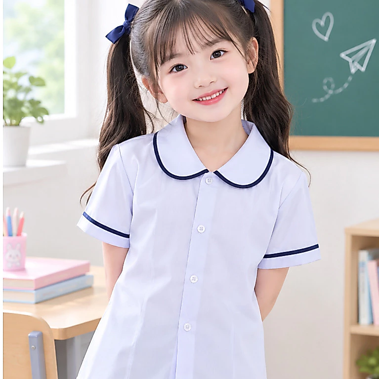 (Mẫu lá sen nhật) Áo sơ mi trắng nữ học sinh đồng phục học sinh bé gái cấp 1 cấp 2