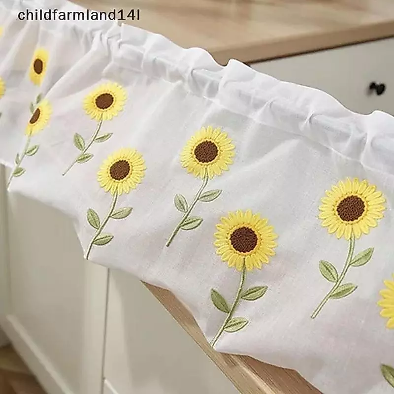 Nửa Cửa Sổ Ngắn Ren Rèm Hoa In Sheer Vải Dễ Dàng Lắp Đặt Màn Cho Thuê Căn Hộ Ký Túc Xá Trang Trí Cửa Sổ Nhỏ