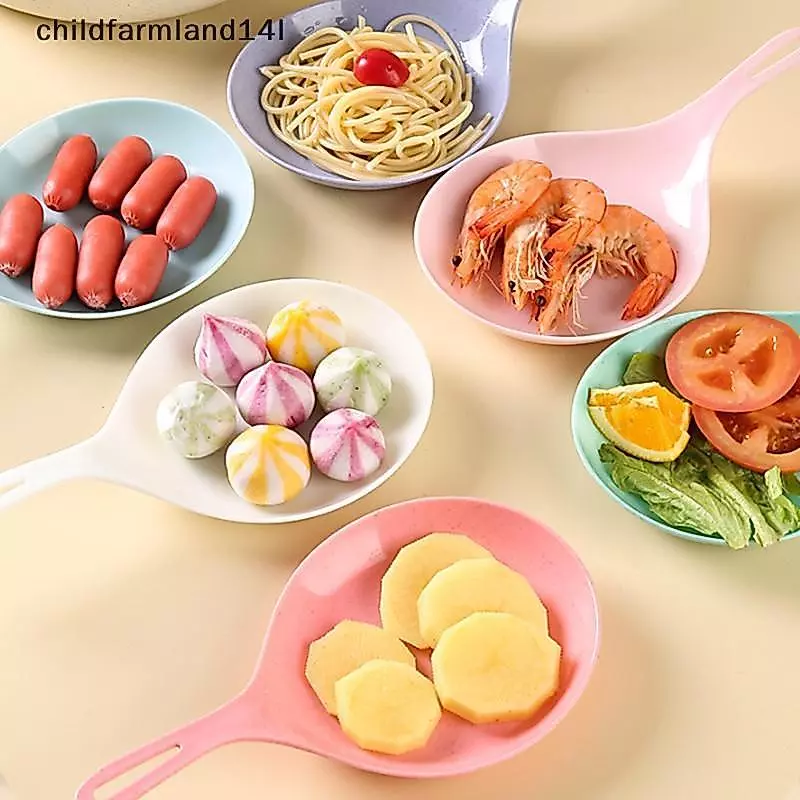 Đĩa Cầm Tay Hàn Quốc Thời Trang Màu Trắng Có Tay Cầm Thìa Lớn Khay Khoai Tây Chiên Chien Ốc Đĩa Trái Cây Món Tráng Miệng Bánh Đĩa Mới