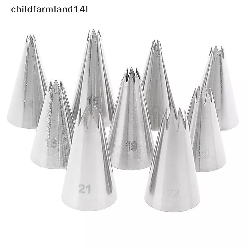 9 Chiếc Open Star Cream Piping Vòi Phun Trang Trí Bánh Bộ Kim Loại Bánh Ngọt Túi Mẹo
