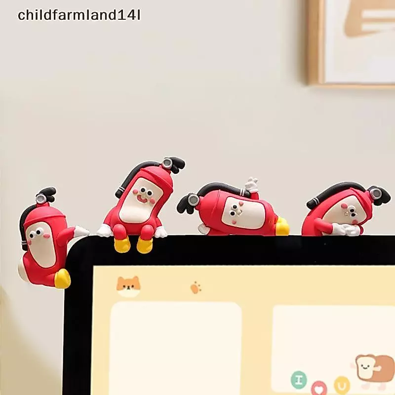 Bức tượng bình chữa cháy bằng nhựa Mini, Trang trí máy tính vui nhộn, Điêu khắc thủ công 3D, Tượng nhỏ dễ thương cho bảng điều khiển ô tô