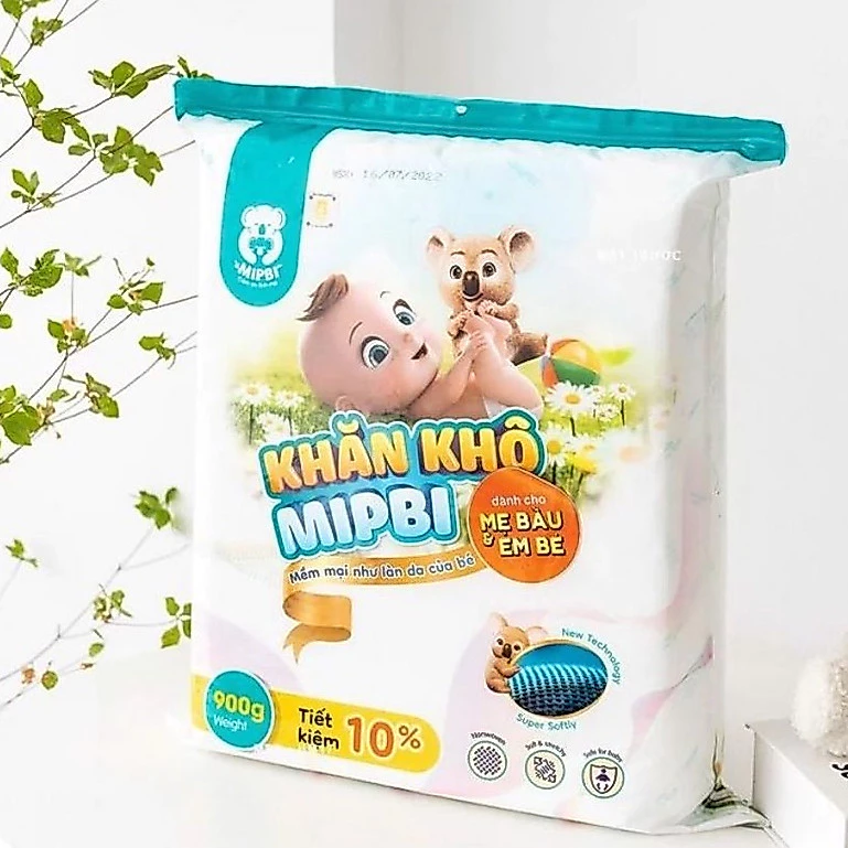 [Sale 50%,900g]  Khăn vải khô Mipbi chính hãng, khăn khô đa năng, cao cấp dành cho mẹ và bé Happykids