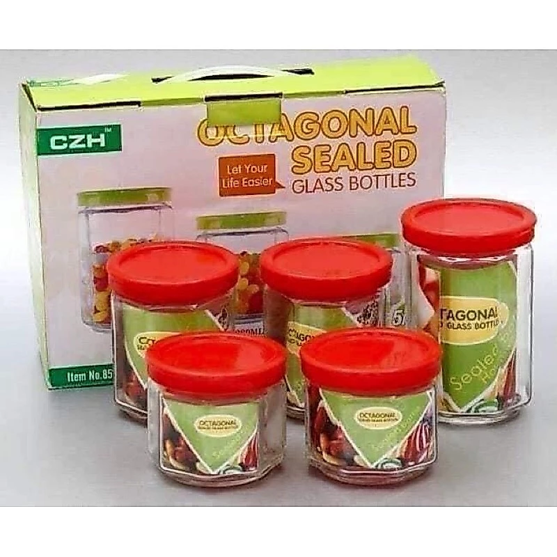 Set 5 hũ gia vị thuỷ tinh - Hũ đựng gia vị