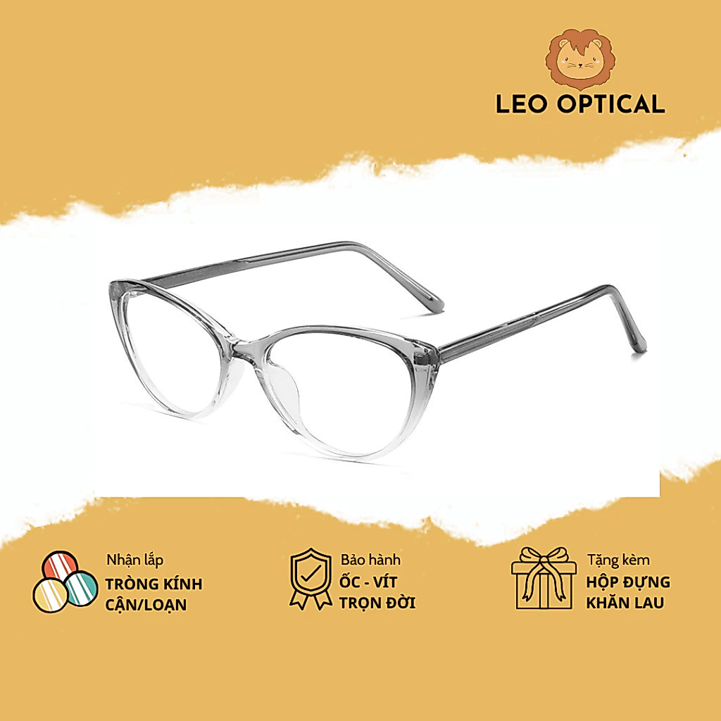 Kính mắt mèo dáng nhỏ gọn gọng siêu dẻo nhẹ chuyên lắp cận cho nữ LEO OPTICALOPTICAL 198