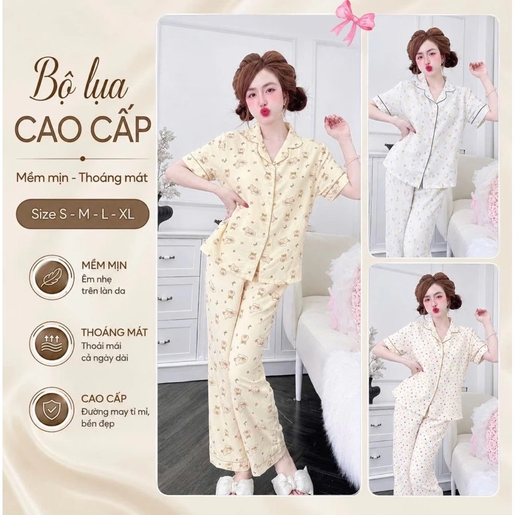 N14 Đồ bộ PIJJAMA quần dài chất cotton hàn có túi quần , thoải mái xinh , phom dáng trẻ trung