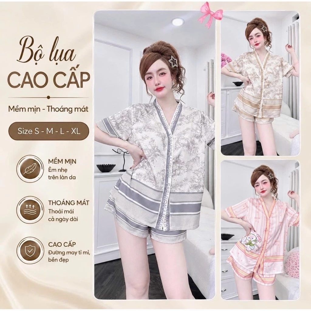 Đồ bộ mặc nhà lụa Latin cao cấp Quần ngắn tay ngắn thiết kế hiện đại trẻ trung ,có túi quần , có size