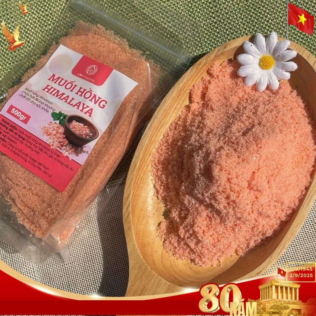 Muối Hồng Himalaya Mịn – Túi 500g – Tự Nhiên – Giàu Khoáng – Nấu Ăn & Detox
