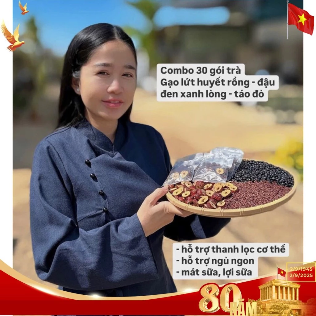 Trà gạo lứt đậu đen táo đỏ Lan organic (sét 30 gói) - Trà thanh lọc cơ thể, đẹp da, dễ uống