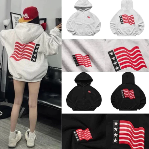 Áo Hooide zip Cờ Mỹ Logo lá cờ hottrend 2025 - Áo hoodie Nam Nữ kiểu dáng trẻ trung hot New 2025