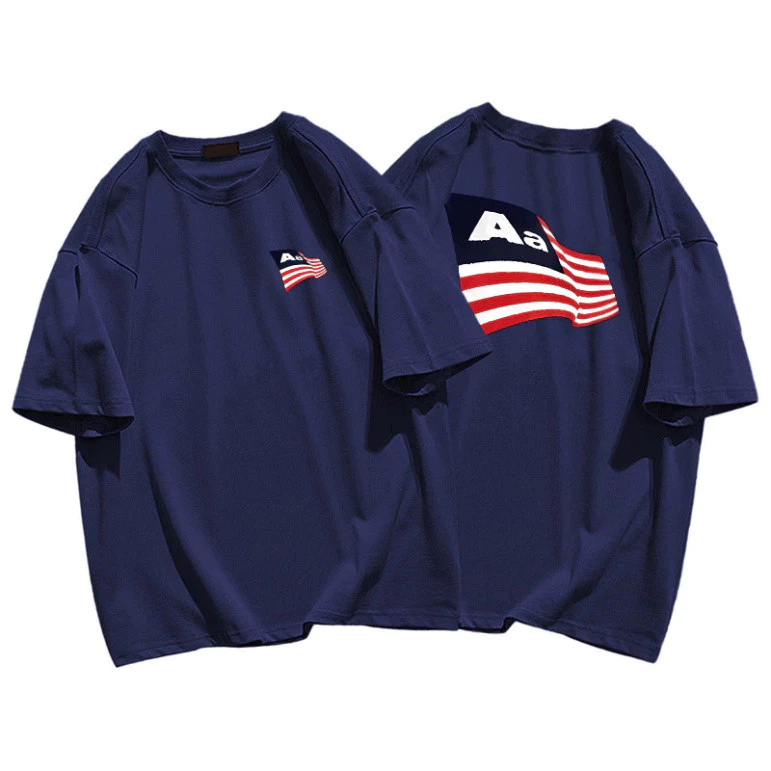 ÁO THUN cổ tròn , Hoạ Tiết  Aa LÁ CỜ MỸ , MẪU MỚI FROM unisex NAM NỮ style đường phố New 2025