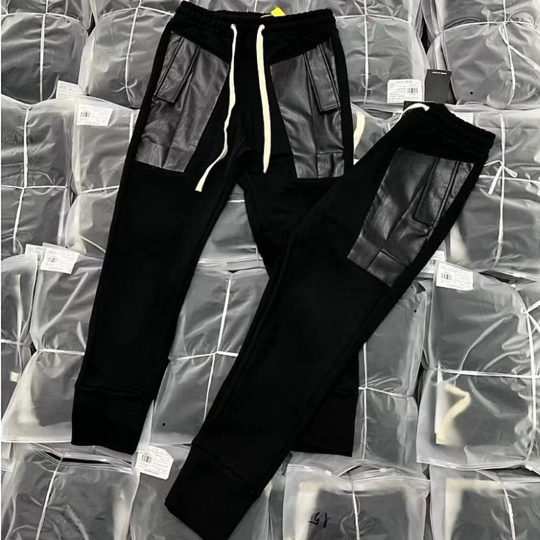 Quần nỉ vá da đen chất thun lạnh dành cho nam nữ from unisex Boy Phố 2025
