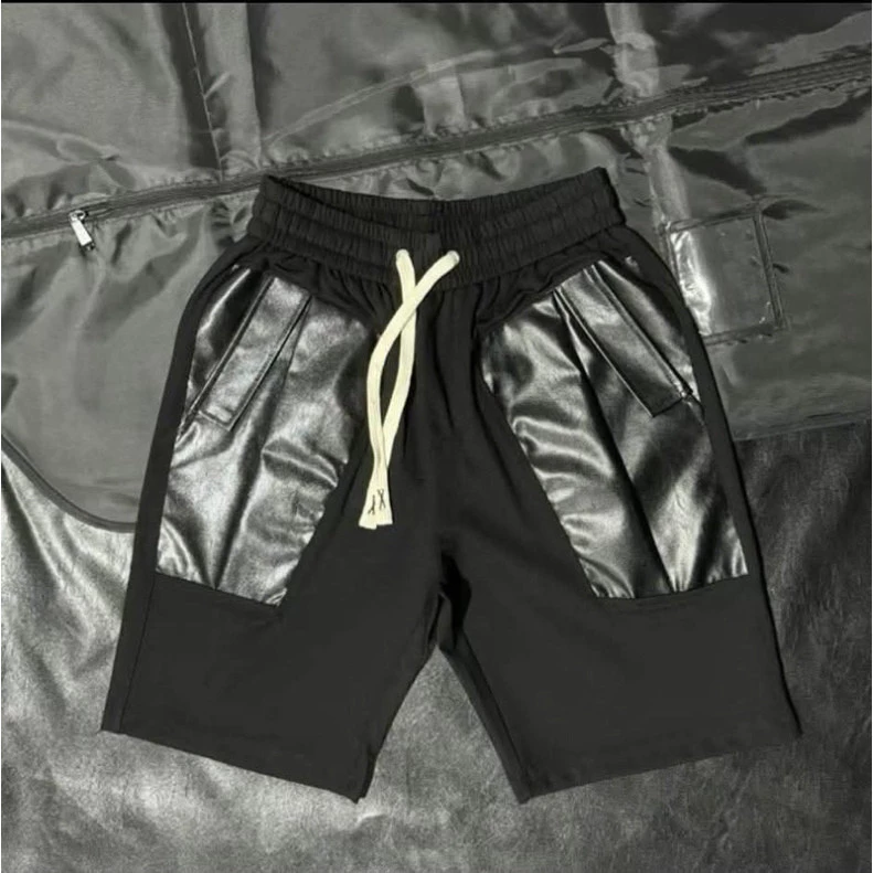 Quần Sooc Vá Da Đen Chất Thun Lạnh Dành Cho Nam Nữ From Unisex Boy Phố 2025