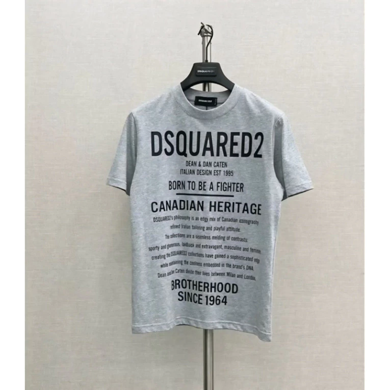 Áo Thun DSQ Xám  Xước Chất Cotton Dành Cho Nam Nữ From Unisex Boy Phố 2025