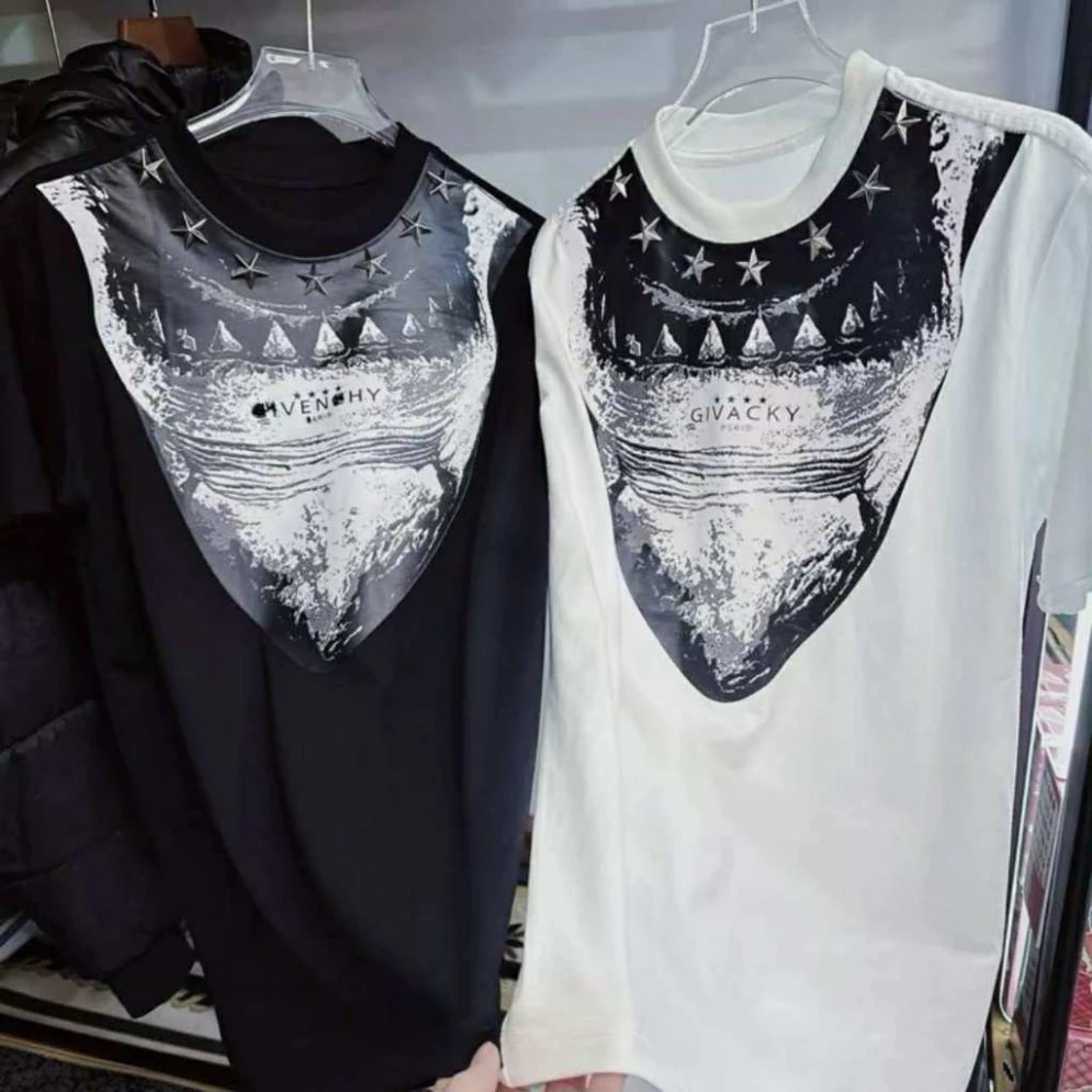 Áo thun đen ca mập bản đính ngôi sao sắt chất thun lạnh dành cho nam nữ from unisex Boy Phố 2025
