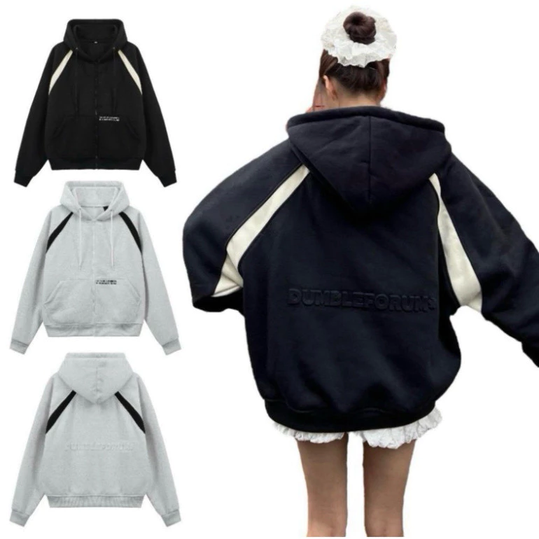 5 Áo khoác hoodie zip BOXY dập nổi có túi trong Unisex Nam Nữ - 22Nastore