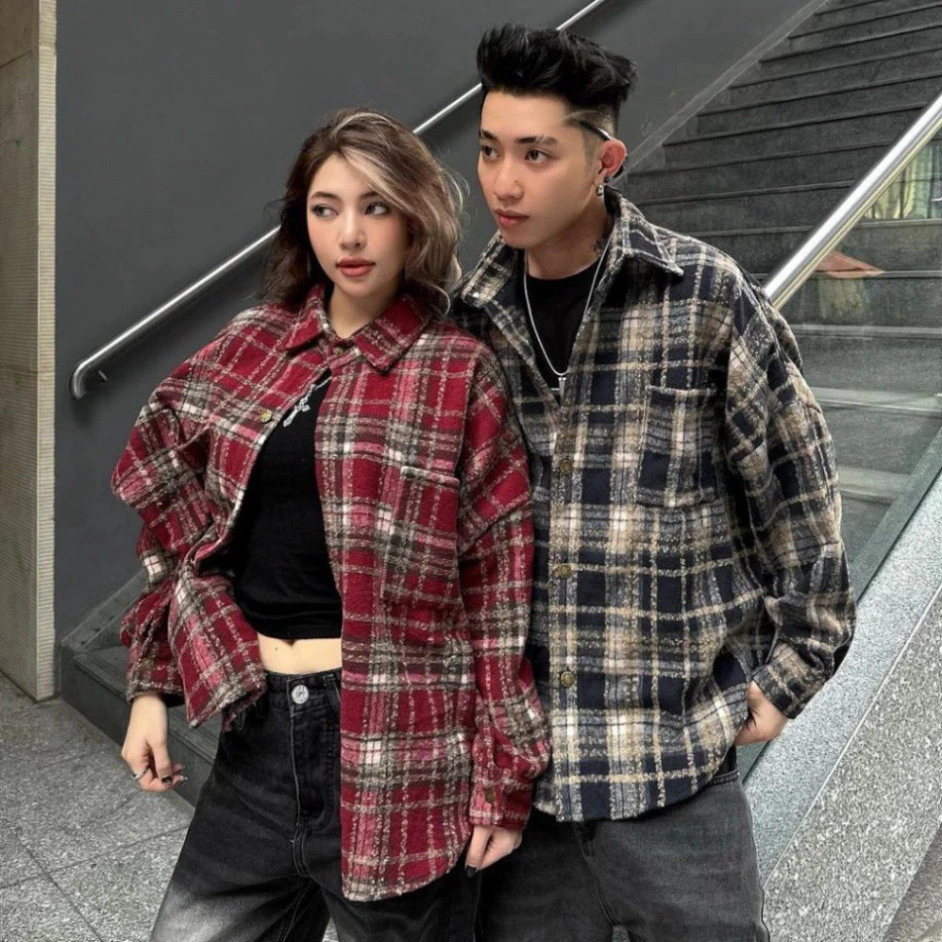 ( ÁO DẠ CAO CẤP) Áo Khoác Sơ Mi Flannel NQ30 Nỉ Dạ Có Nón và ko Nón Tay Dài Form Rộng Nam Nữ Unisex
