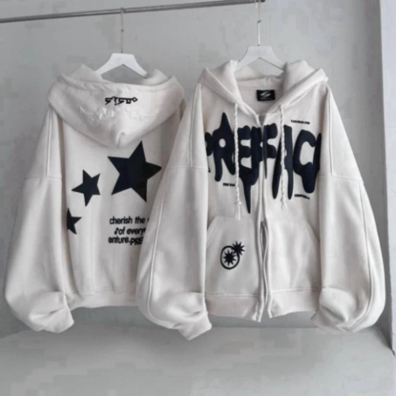 Áo Khoác Nỉ Bông In Nổi Boxy THREE STARS Unisex_SSSTore