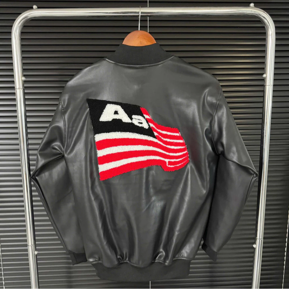 Áo Khoác Da Thêu Aa ,Thêu Xù Mặt Sau , Có Lót Gió Và Túi Trong Cho Nam Nữ Menswear Jacket Boy Phố 2025