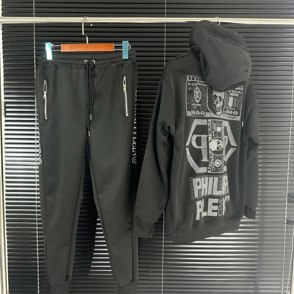 Bộ Quần Áo Hoodie Phii Lippp In Kim Tuyến 2 Mặt Trước Sau , Mũ 2 Lớp Chất Nỉ Bông Menswear Nam Boy Phố 2025