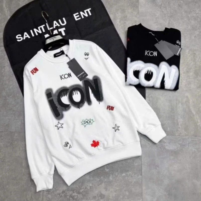 Áo Sweater Dsq Icon nam nữ hoa lá đủ 2 màu. Áo Thu Đông Dsq2 nỉ thời thượng 2025 Boy Phố 2025