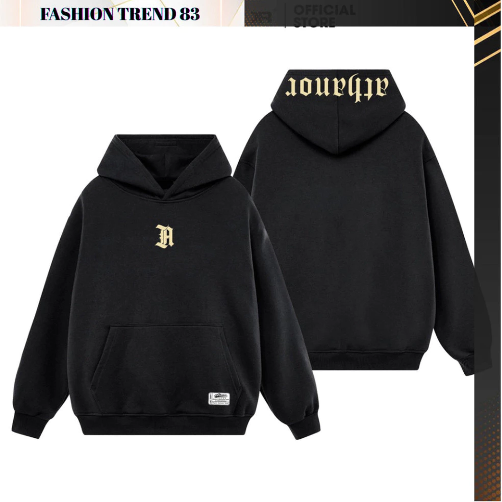 Áo hoodie Athanor form rộng mũ 2 lớp tay phồng chất nỉ bông 100%cotton premium mẫu in mũ Boy Phố 2025