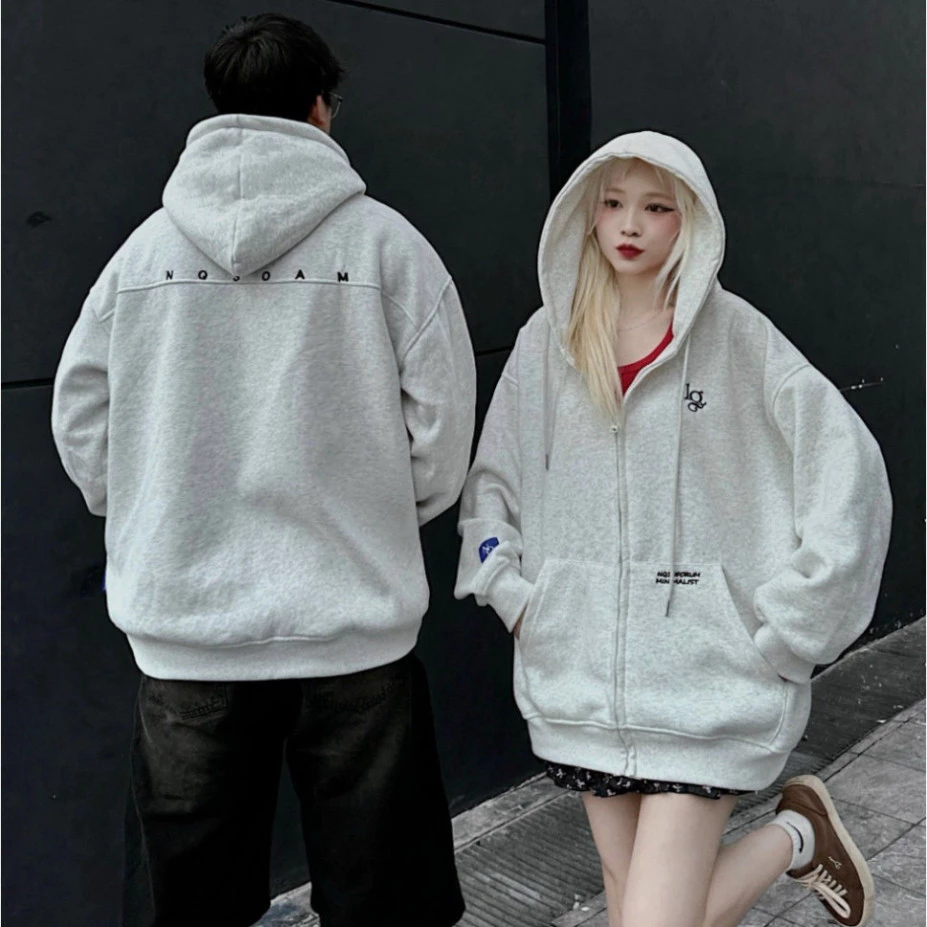 Áo Hoodie Khóa Zip NQ30 am nam nữ họa tiết 2 mặt đơn giản. áo khóa ngoài hoodie nỉ thời thượng 010  Hot Trend Boy