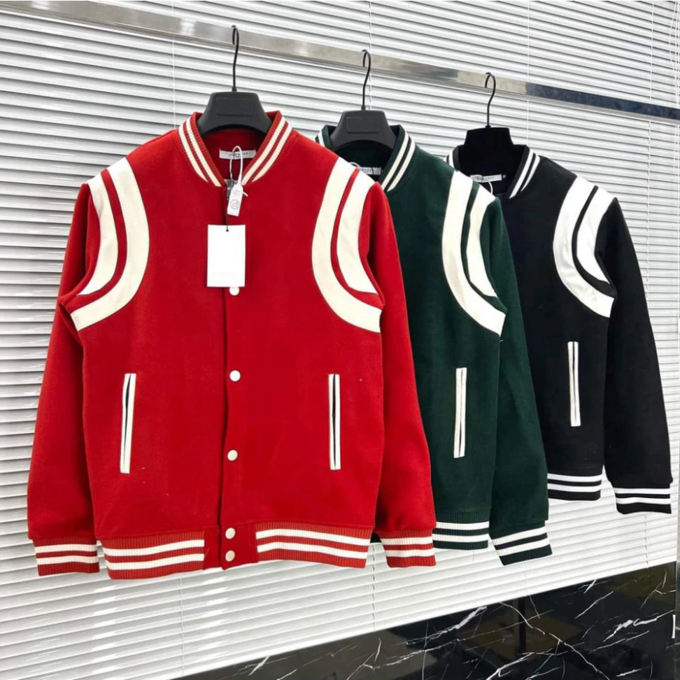 Áo Bomber Teddy Dạ 2 Lớp Vai Phối Da Cao Cấp Áo Khoác Varsity Bomber Jacket Dạ Phối Da Nhiều Màu  2025 Hot Trend 2025