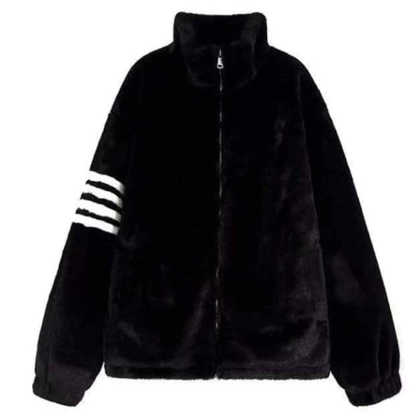 Áo Khoác Lông Thome Mềm Mượt - Áo Khoác Lông Kẻ Sọc Tay Dày Dặn Dáng Rộng Unisex tt