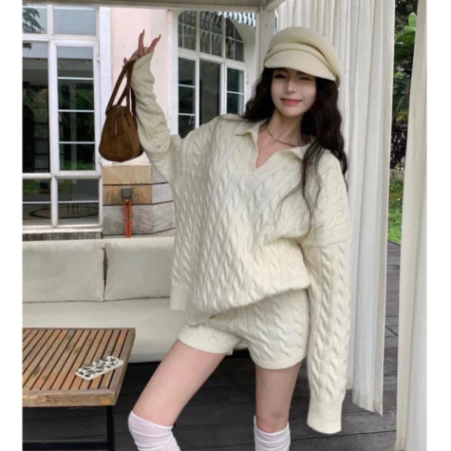 (Hàng Sẵn ) Set Len Nữ, Set Len Dài Tay Form Dáng Rộng Hàn Quốc Chất Len Chuẩn Hàng QC Cao Cấp New 2026 - DP BOUTIQUE