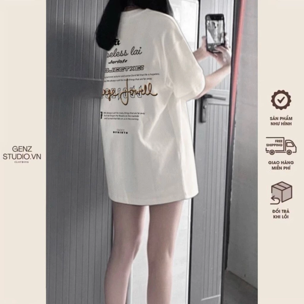 Áo thun cotton khô phông logo tay nam nữ GENZ tay lỡ form rộng HAPELESS LAI Genzstudio