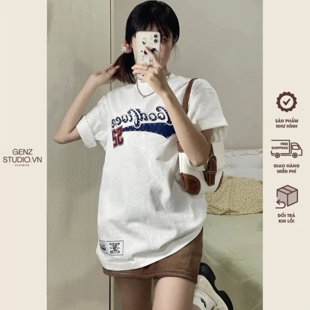 Áo thun cotton khô phông nam nữ GENZ tay lỡ form rộng HOODFIVE Genzstudio