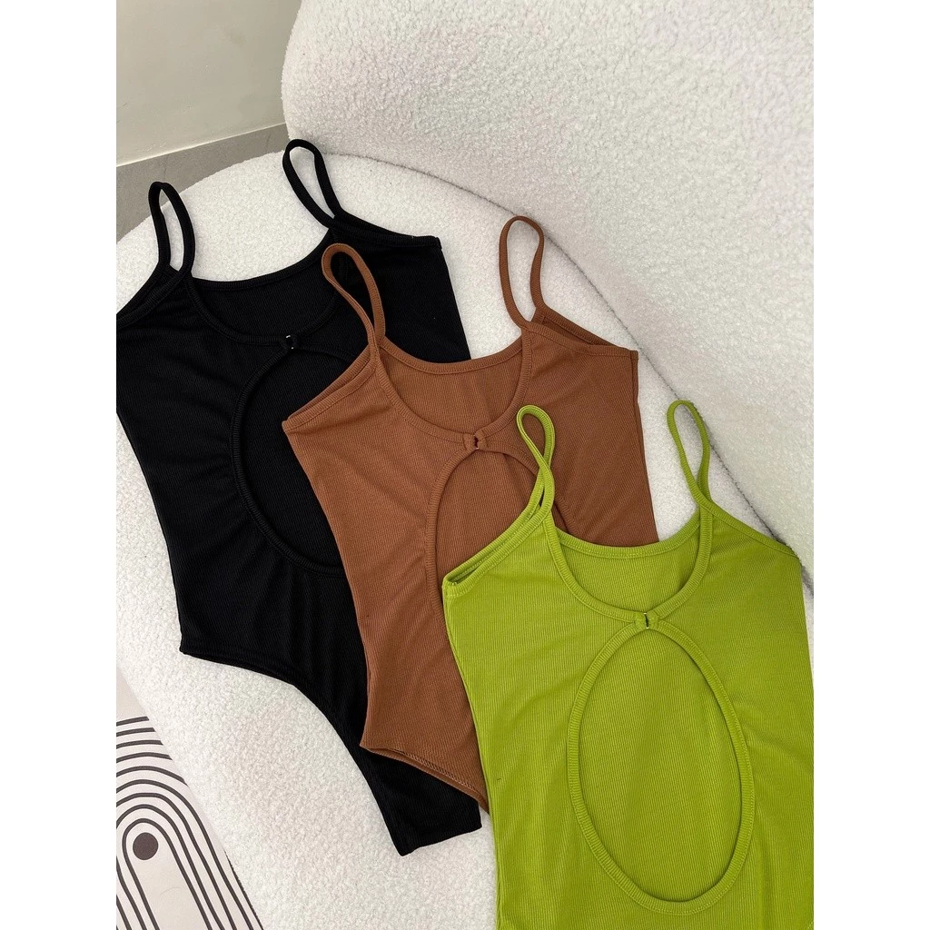 Áo bodysuit 2 dây kiểu khoét lưng ôm body I YaWear