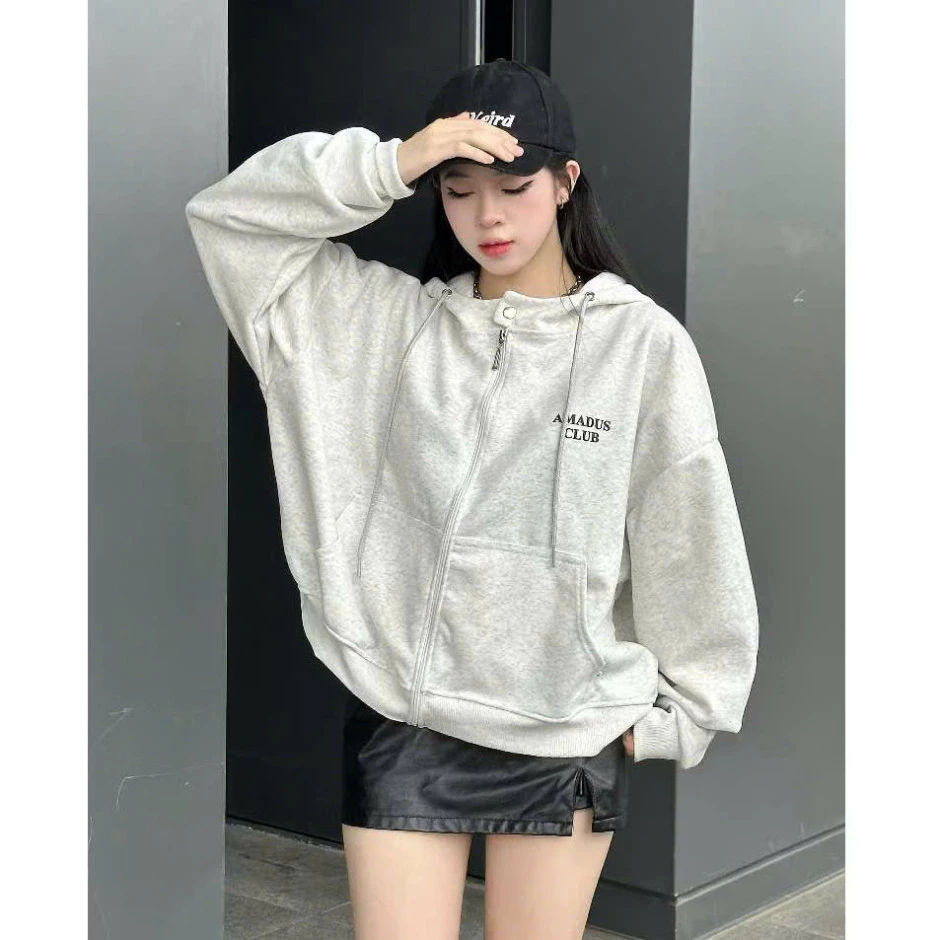 Áo khoác HOODIE ZIP BOXY  AMADUS FORM UNISEX NAM NỮ Hot Trend 2025