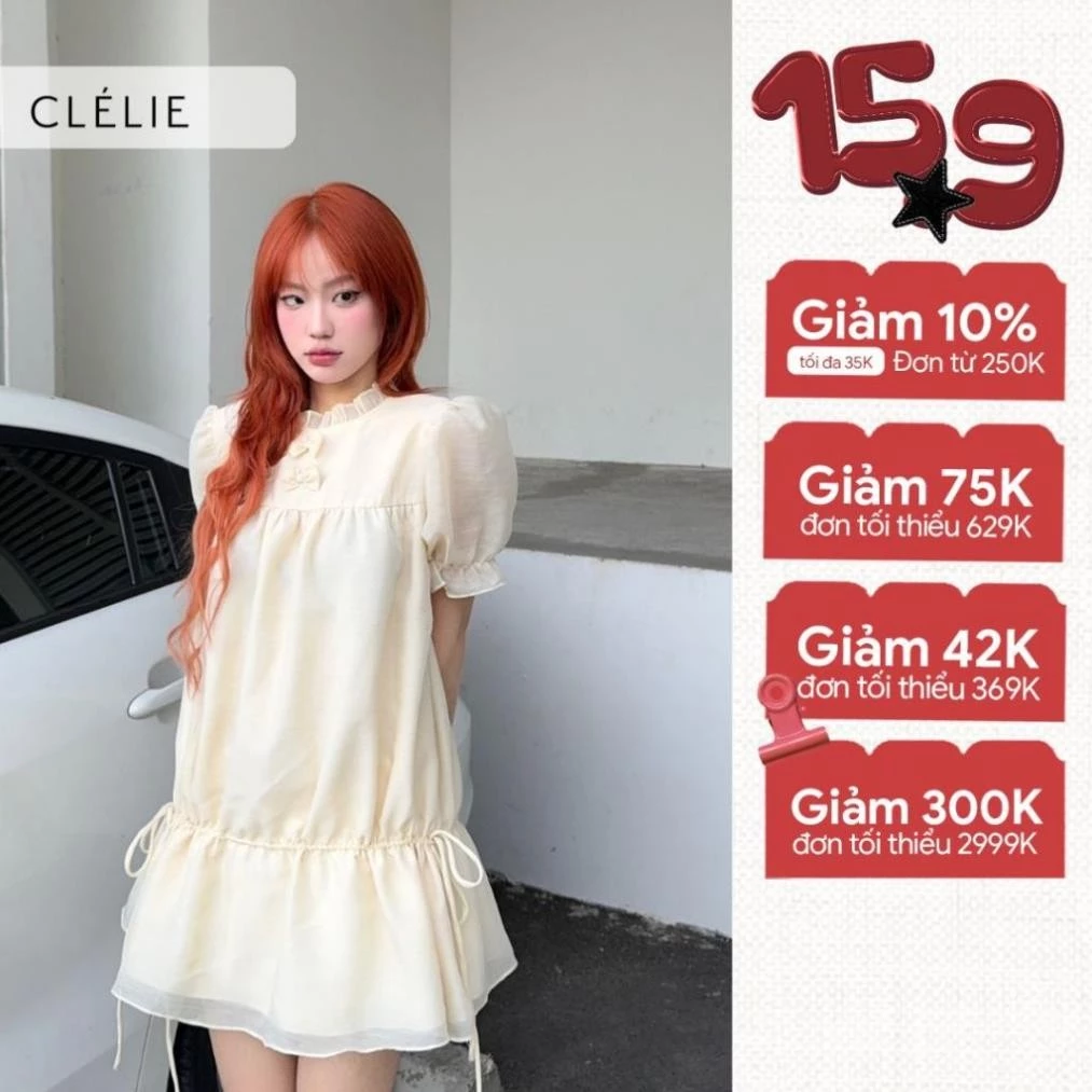 Đầm babydoll xoè nhún rút dây | SANDY DRESS - CLÉLEI