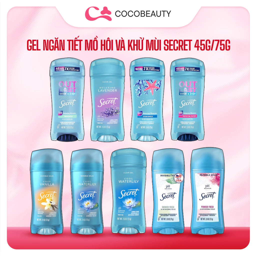 Gel Ngăn Tiết Mồ Hôi Và Khử mùi Secret Nhiều Mùi Hương 73g