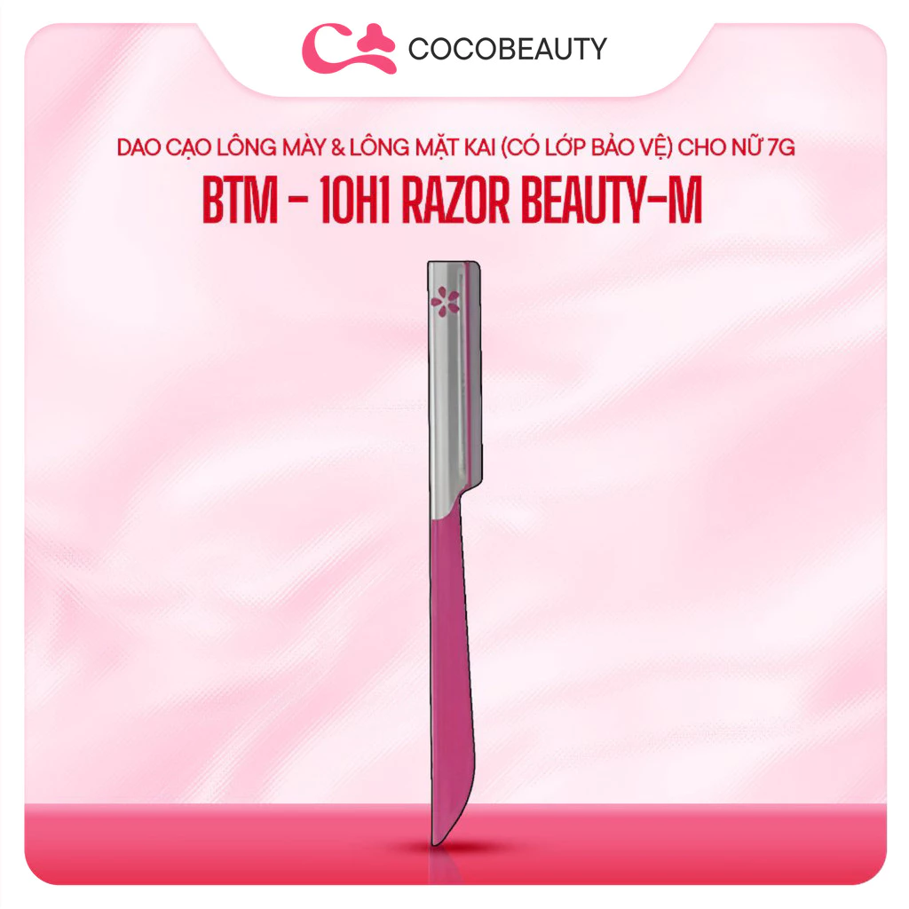 Dao cạo lông mặt, chân mày Kai BTM - 10H1 Razor Beauty-M 7g - Lẻ 1 Cây (Thân Hồng)