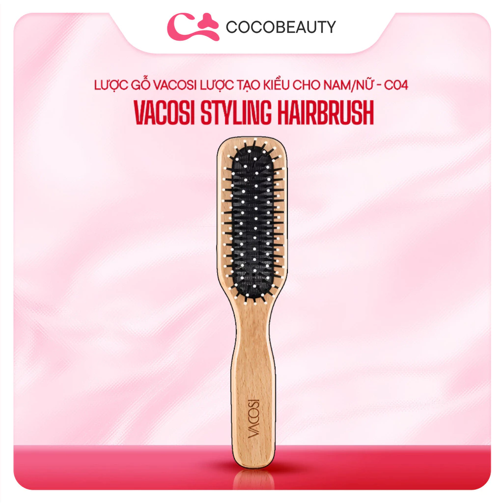 Lược Gỗ Vacosi Hair Brush Lược Tạo Kiểu Cho Nam/Nữ - C04