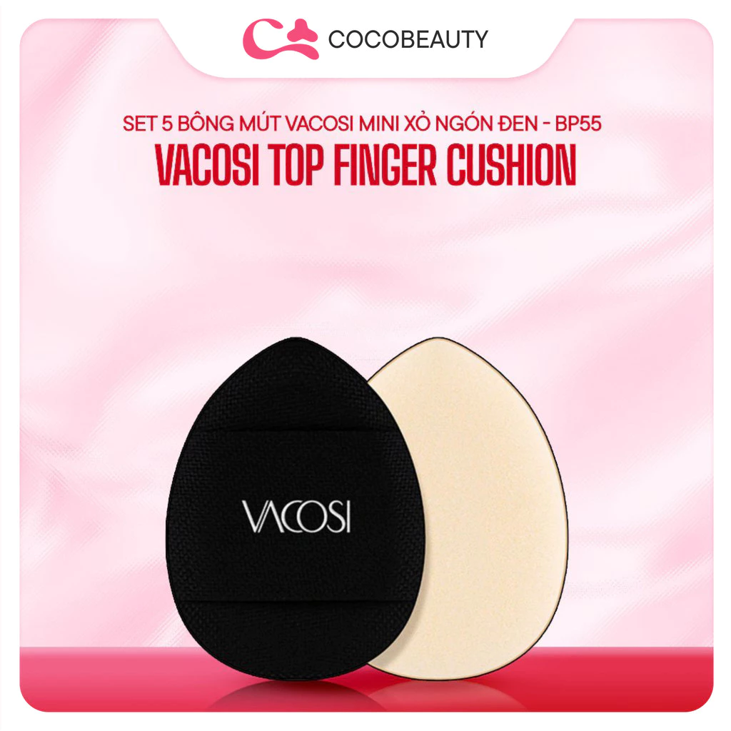 Set 5 Bông Vacosi Top Finger Cushion, Bông Mút Mini Xỏ Ngón Đen BP55