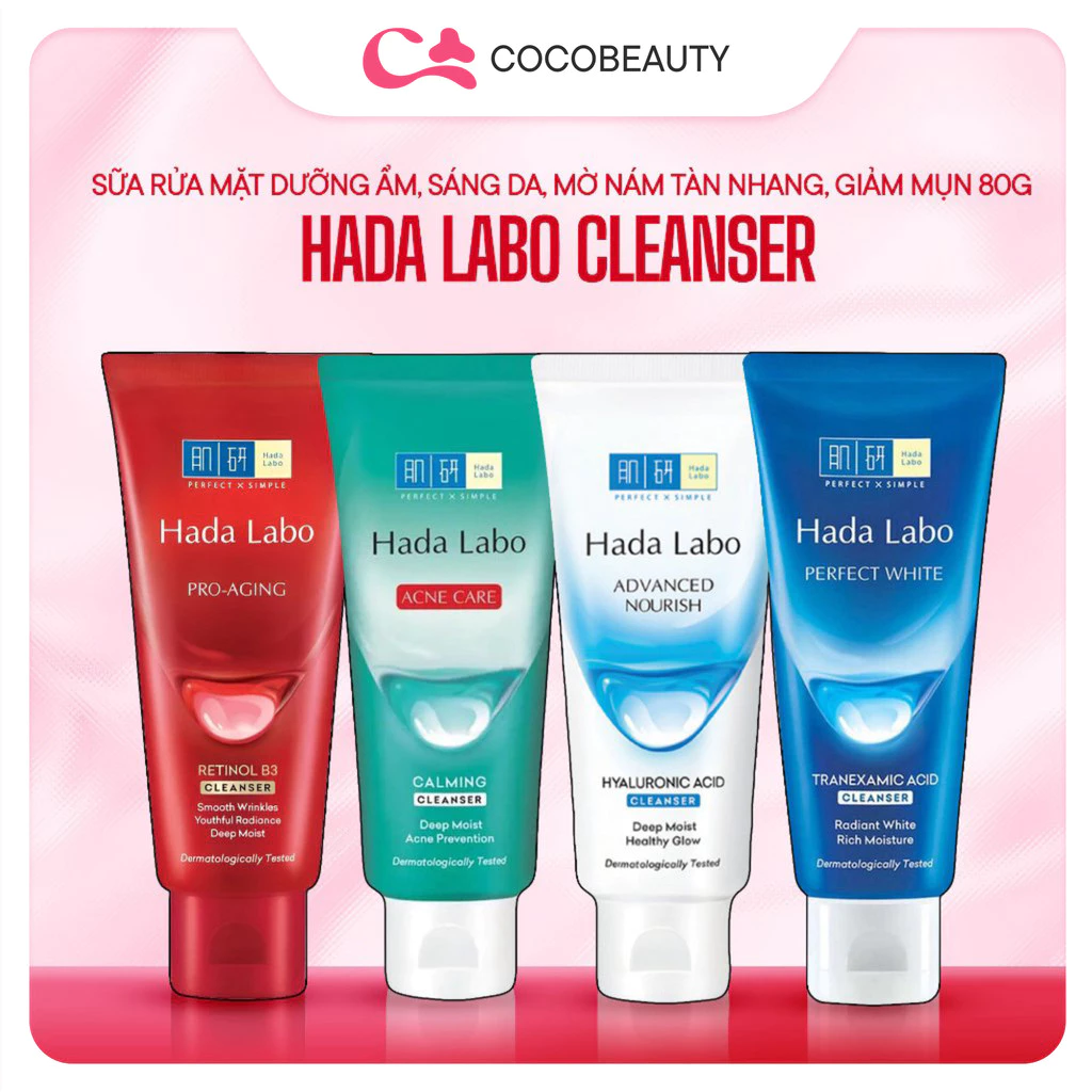 Sữa Rửa Mặt Hada Labo Cleanser Dưỡng Ẩm Sáng Da Làm Mờ Nám Tàn Nhang 80g