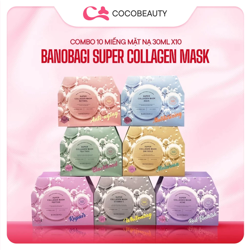 COMBO 10 Mặt nạ Banobagi Super collagen Dưỡng Da Dồi Dào Tinh Chất (30g x 10)
